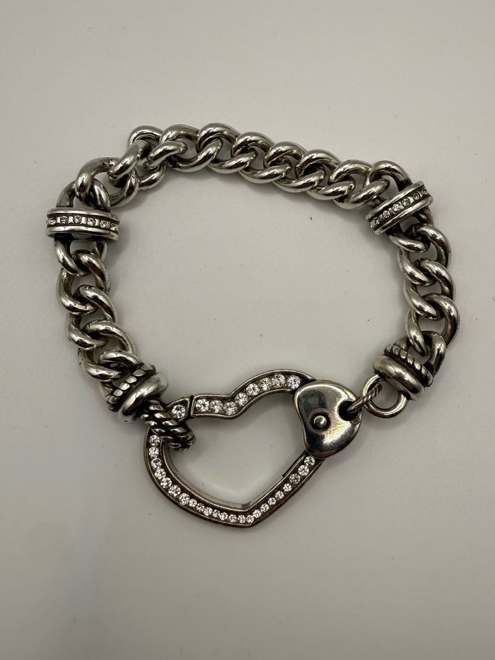 Brighton Urban Lights Pavé Crystal Open Heart Chunky Chain Bracelet